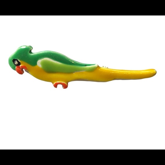 VINTAGE Parrot brooch pin Green and yellow - Picture 3 of 6